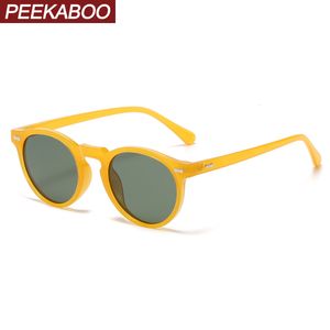 Lunettes de soleil Peekaboo lunettes de soleil polarisées pour hommes mode coréenne conduite ronde lunettes de soleil femmes uv400 vert marron accessoires d'été 230707