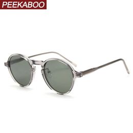 Sonnenbrille Peekaboo Vintage Polarisierte Sonnenbrille Retro Damen TR90 Unisex Runde Sonnenbrille für Herren CP Aceate Hohe Qualität Braun Grün YQ240120