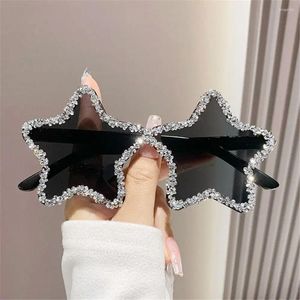 Zonnebril Pentagon Stervormig Y2K UV400 Bescherming Kleurrijke Strass Zonnebril Shades Dans/Feest/Halloween