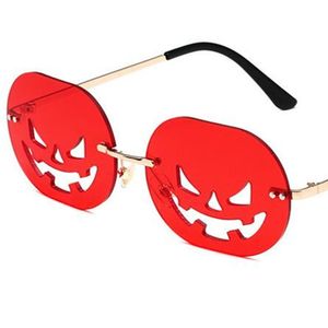 Zonnebrillen gepersonaliseerde pompoenrandloze grappige zonnebrillen ovale anti-uv bril maskerade bril Halloween ornamentalsunglasses