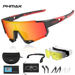 Lunettes de soleil PHMAX Cycling Sunglasses Polaris Bike Lunes Route Antiuv Ordrome photochromique Men de vélo de vélos Vision nocturne Vision nocturne