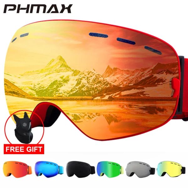 Lunettes de soleil PHMAX Ski Goggles Men Snowboard Lunes Femme Femme Ourdoor Snow Lunettes de soleil UV400 Double couches Lens Antifog Skiing Goggles