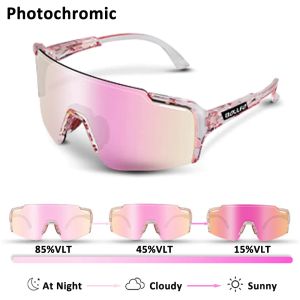 Lunettes de soleil Lunettes de soleil cyclistes photochromiques Femmes hommes UV400 Sports extérieurs Verres Mountain Road Bicycles Riding Eyewear Randonnée Goggles