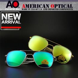 Zonnebrillen Piloot AO Men Top Kwaliteit Zonneglazen voor mannelijk Amerikaans leger Militaire optische glazen lens Oculos