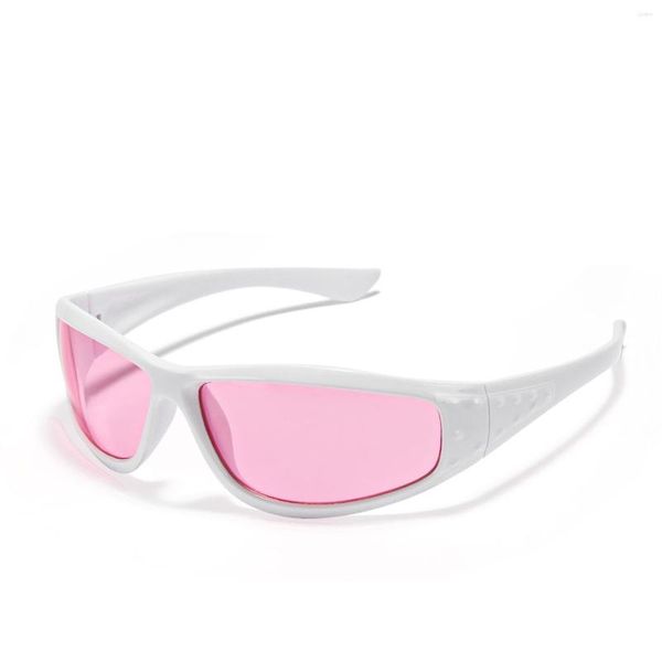 Lunettes de soleil Rose Cyber Streetwear Y2k Party Rave 2023 Marque Futuriste Lunettes Steampunk Laides Sexy Festival Uv400