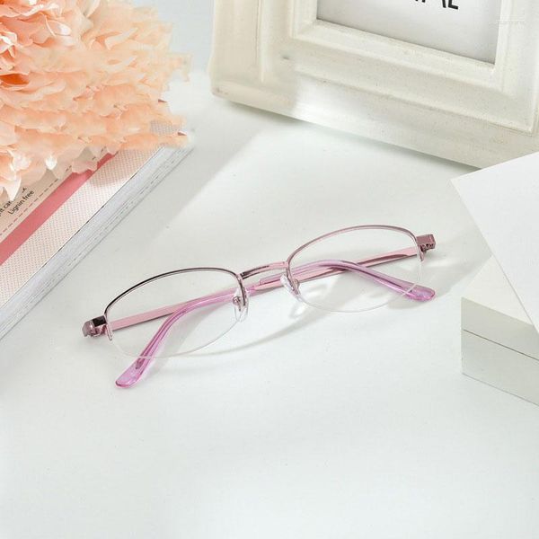 Lunettes de soleil rose mode demi-monture résine ultra légère lunettes de lecture dames élégantes lunettes presbytes degré 1 1.5 2 2.5 3 3.5 4