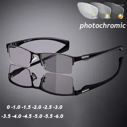 Zonnebrillen Pochroom Blauw Licht Blokkerend Zakelijk Halfmontuur Bijziendheid Bril Mode Dichtbij Zicht Brillen Dioptrie 0 tot -6,0