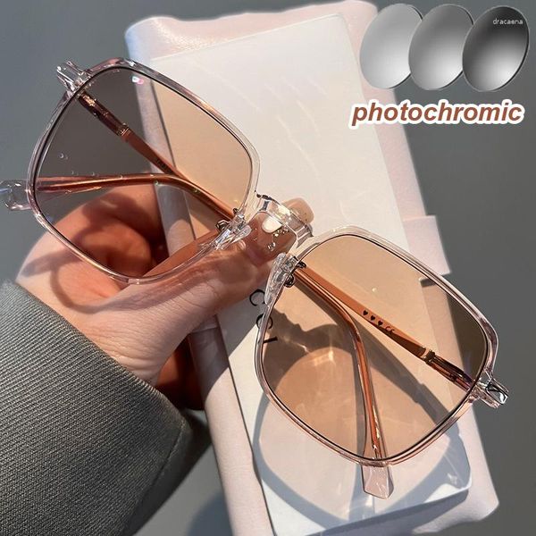 Gafas de sol Gafas de miopía pocromáticas para mujeres Ultraligero Anti Luz azul Lente transparente Anteojos miopes Lujo Cerca de la vista Dioptría