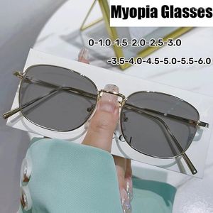Zonnebril Pochrome bijziendheid bril vintage metalen frame blauw licht blokkerende bijziende bril afgewerkte kleurverandering