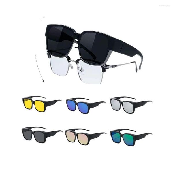 Lunettes de soleil Couvercle d'ajustement polarisé sur les verres de prescription Myopie Men de voiture Femme Conducteur de voiture grande taille Eyewear UV400