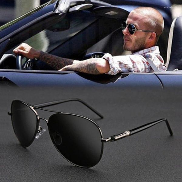 Gafas de sol polarizadas para hombres espejo de aviación marco de metail negros piloto retro glasse gafas masculinas gafas clásicas