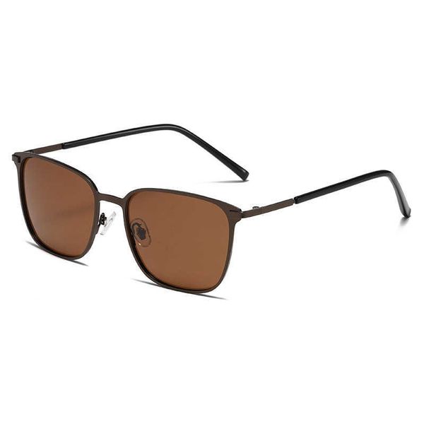 Lunettes de soleil polarisées Tan Square Metal Lunettes de soleil pour hommes et femmes Lunettes anti-ultraviolets