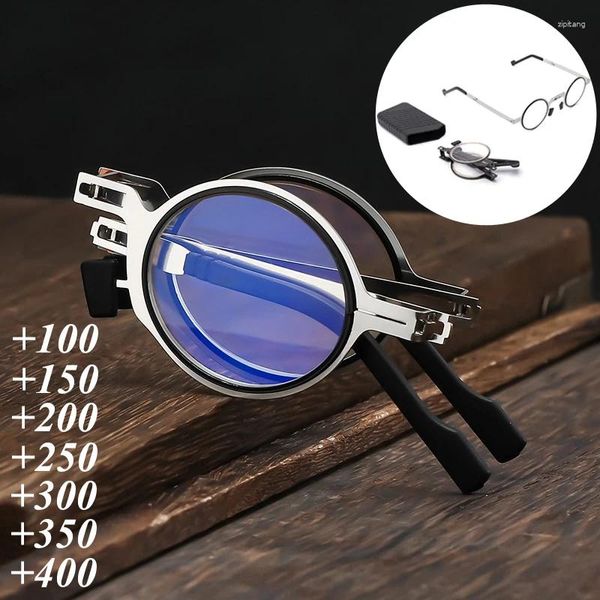 Gafas de sol Gafas de presbicia plegables portátiles Unisex Hombres Anti Luz azul Lectura con visión de futuro Gafas ópticas Dioptrías con caja