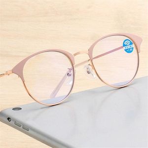 Zonnebrillen draagbaar metalen frame leesglazen anti-uv blauwe stralen Presbyopia-bril Vrouwen mannen ver zien brillen brillen Visie zorg 1 0- 4 264G