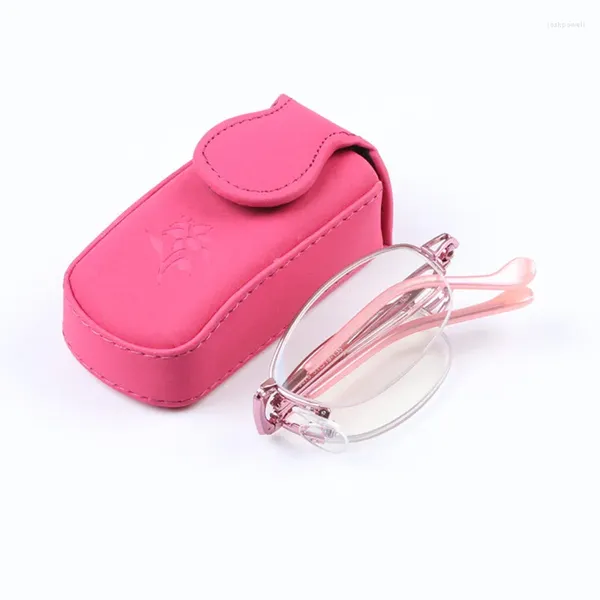 Gafas de sol portátiles para mujer, anteojos de lectura plegables de color rosa, protección ocular con estuche, regalo para presbicia antiazul