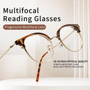 Lunettes de soleil Lunes de lecture multiples progressives pour femmes ordinateur Blue Light Blocking Anti Eyeet Magnifing Presbyt Eyeglass