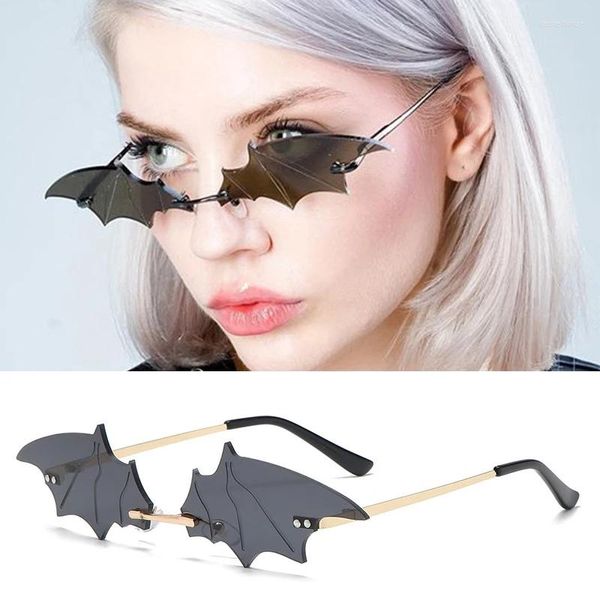 Lunettes de soleil Punk Bat Femmes Hommes Vintage Cat Eye Lunettes de soleil sans monture Unique Designer Trending Female Shades