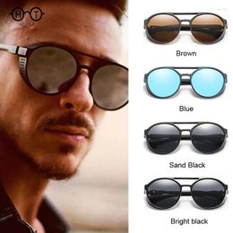 Lunettes de soleil Punk hommes rétro rond Steampunk homme bouclier latéral lunettes cadre gothique miroir Len lunettes de soleil mâle