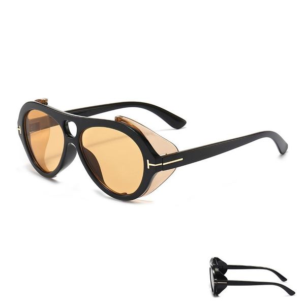 Gafas de sol Punk para hombres y mujeres con protección lateral, lentes redondas para PC, gafas de sol con protección UV400