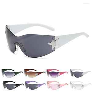 Gafas de sol Punk One Piece Goggle Y2k Gafas de sol Star Eyewear UV400 Diseñador femenino Cinco
