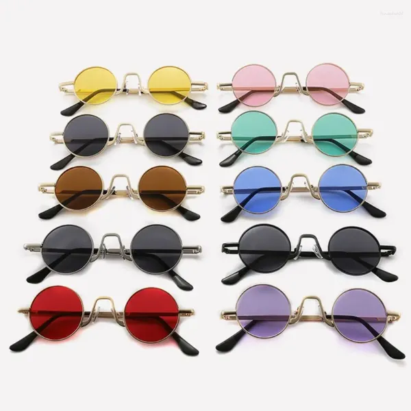 Lunettes de soleil Punk Small Round Fashion UV400 Protection Colorful Circle Shades Hippie Sun Glasse pour femmes hommes