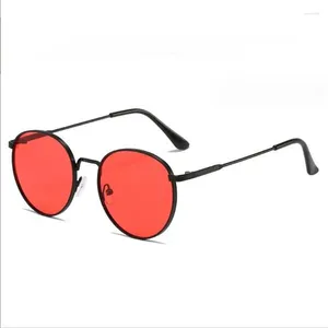 Lunettes de soleil à monture ronde en métal pur pour hommes et femmes, Protection universelle rouge UV, lunettes de luxe, miroir pare-soleil à faible coût, vente en gros