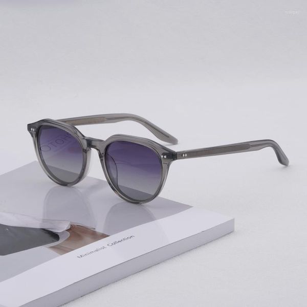 Lunettes de soleil qualité Style japonais lunettes de soleil pour femmes hommes acétate cadre polygone Vintage gris clair lunettes de soleil dégradé lentilles