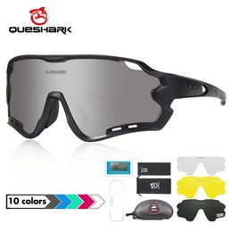 Lunettes de soleil Queshark femmes hommes lunettes de soleil polarisées cyclisme sport vtt lunettes de vélo équitation route Uv miroir vélo lunettes lunettes Qe44