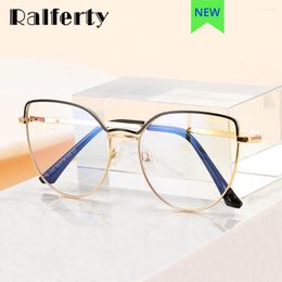 Zonnebrillen ralferty dames bril katten oog metalen frame anti blauw lichte bril vrouwelijke optische bijziendheid 0 diopter 2023