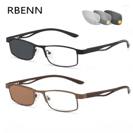 Zonnebril RBENN Kleine Metalen Frame Pochromic Leesbril Mannen Vrouwen Ultralight Kameleon Brillen Outdoor Lezers 1.75