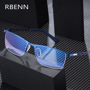 Zonnebril RBENN Ultralight Half Frame Leesbril Mannen Anti Blauw Licht Metaal Presbyopie Computer Reader met Dioptrie 175 225 275 221119