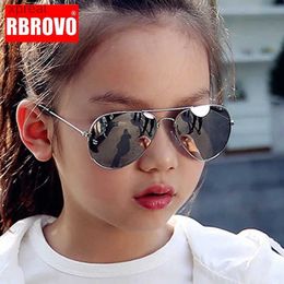 Zonnebrillen rbrovo 2023 klassieke zonnebrillen meisjes kleurrijke spiegel kinderglazen metalen frame kinderen reizen winkelen bril UV400 wx