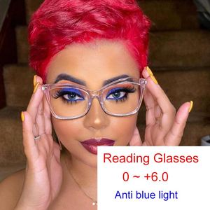 Lunettes de soleil lunettes de lecture pour femmes Anti lumière bleue concepteur de luxe carré Transparent loupe rétro surdimensionné lunettes cadre