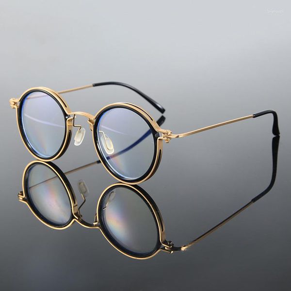 Lunettes de soleil lunettes de lecture hommes luxe cadre rond grossissant lentille claire Anti lumière bleue femmes métal