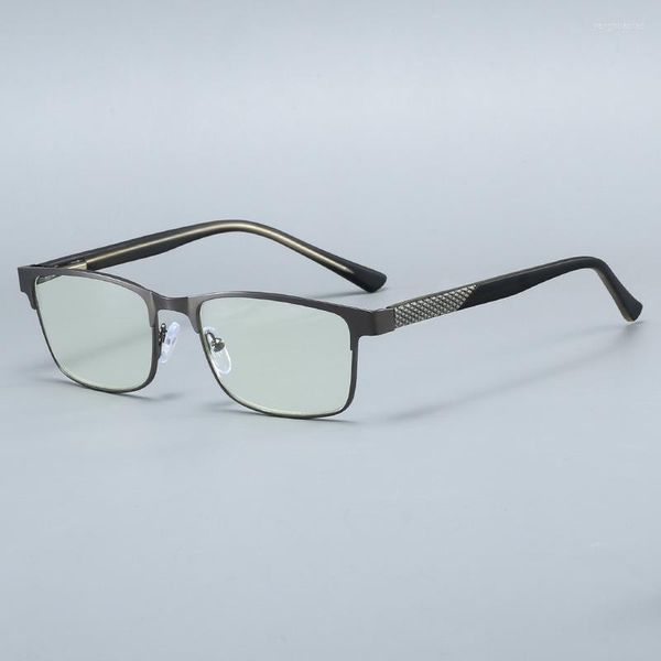 Lunettes de soleil lunettes de lecture hommes métal demi-monture Anti lumière bleue hyperopie lunettes mâle classique lunettes de prescription 1.0 à 4.0