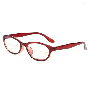 Gafas de sol Gafas de lectura Mujeres Moda Inteligente Oval Borde completo Progresivo Multifoco Anti-Blu Rojo Púrpura 1 1.5 2 2.5 3 3.5 4