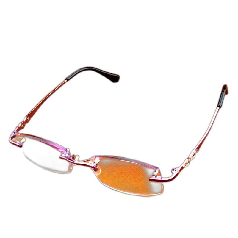 Sunglasses Rectangle Purple Frame Rimless Light Spectacles Multi-coated Red Lenses Fashion Reading Glasses 0.75 To 4