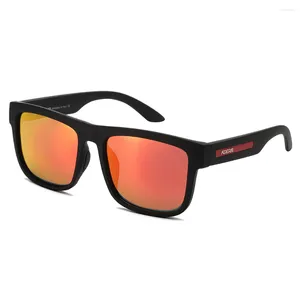 Gafas de sol Marca de lente roja KDEAM Fashion Neutral Men Business Business Bike Fishing Sport Eyewear 3D Logotipo Diseñador de vidrio