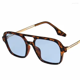 Zonnebrillen retro merk kleine rechthoek dames blauwe tinten voor 90s vintage dubbele balk vierkante zonnebrillen mannen UV400 gafas