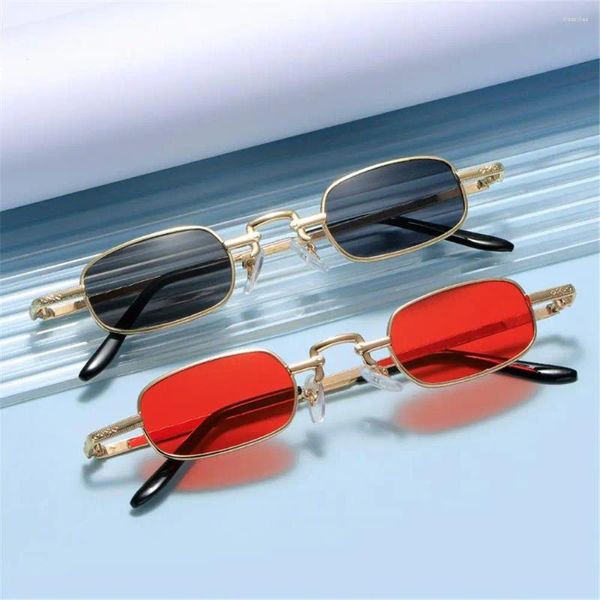 Gafas de sol Retro Color Caramelo Marco de Metal Punk Gafas de Sol Pequeño Rectángulo UV400 Protección Sombras