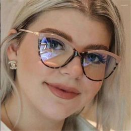 Lunettes de soleil Retro Cat Eye Anti-Blue Light Flat Lens Metal Discoloration Lunes Mobile TV Mobile Protection des femmes