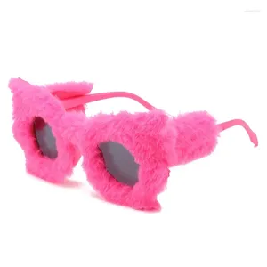 Zonnebril Retro Cat Eye Zacht Pluche Damesmode Blauw Roze Brillen Trending Mannen Vlinder Zonnebrillen Tinten UV400