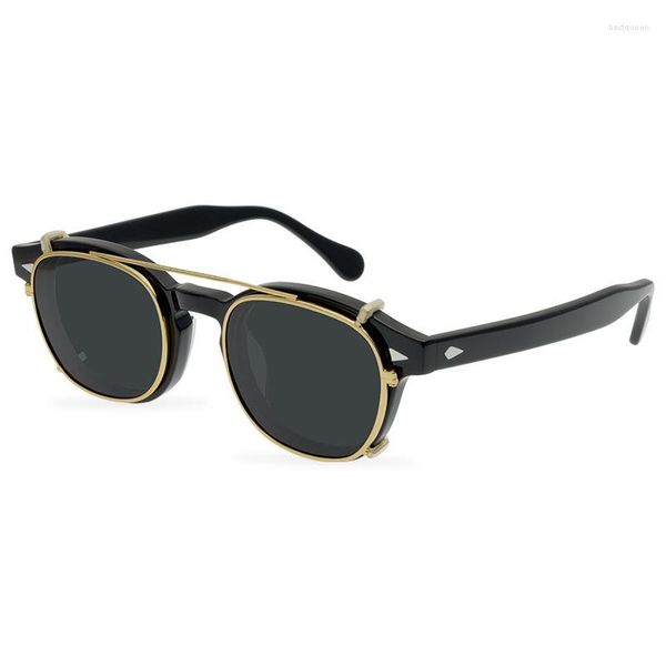 Lunettes de soleil rétro à clipser Punk Artsy unisexe riveté tendance pour hommes et femmes