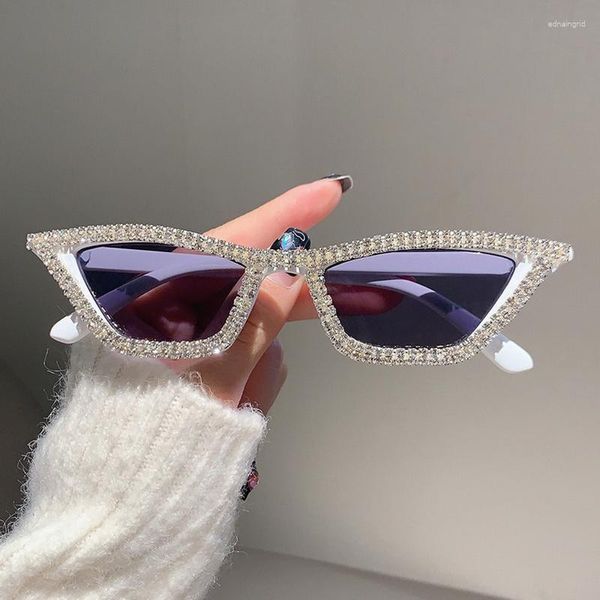 Sonnenbrille Retro Disco Voller Strass Cat Eye Vintage Dreieck Rahmen Mode Persönlichkeit Party Sonnenschutz Brillen