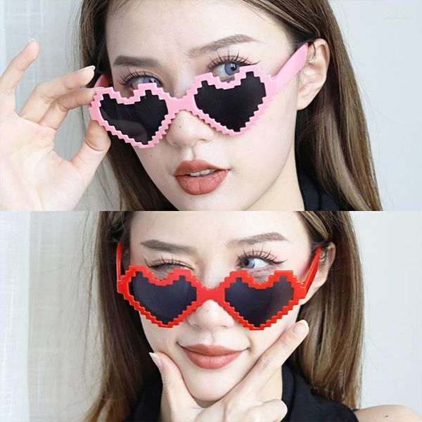 Lunettes de soleil rétro lunettes coeur lunettes drôle mosaïque Thug Life fête d'anniversaire faveur Cosplay Costume accessoires