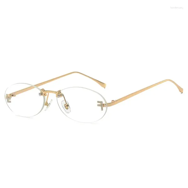 Lunettes de soleil rétro lettre ovale lunettes de soleil mode femmes femmes de luxe qualité oeil de chat lunettes sans monture