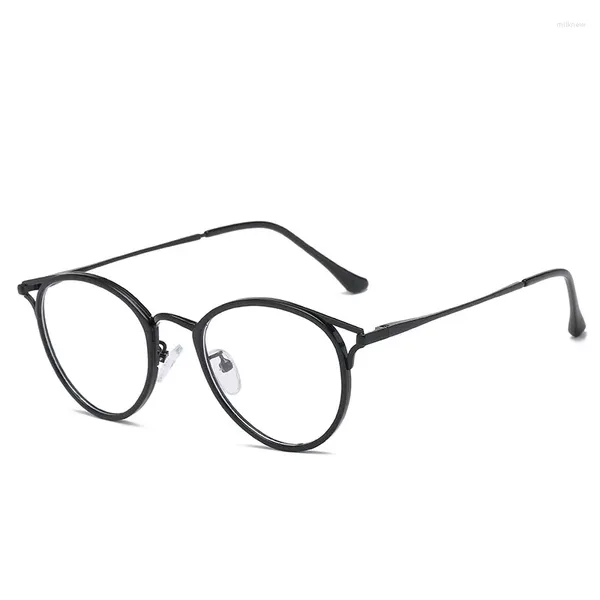 Gafas de sol Retro Marco de metal Gafas anti luz azul Hombres y mujeres Orejas de gato En forma plana se puede combinar con miopía