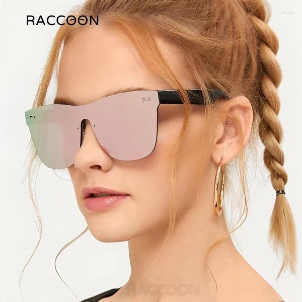 Gafas de sol retro Mujeres sin marco de espejo, gafas de sol tintadas, sombras transparentes femeninas de moda de moda de moda vintage uv400