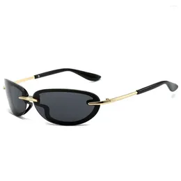 Lunettes de soleil rétro ovales pour femmes et hommes, mode de luxe Y2K, enveloppantes, nuances de couleur bonbon, UV400, lunettes de sport de plein air pour hommes