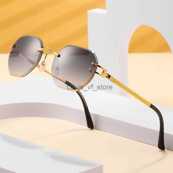 Gafas de sol Retro Polígono Redondo Mujeres Gafas de sol Moda Sin montura Claro Océano Lente Degradada Gafas Metal VintageShades UV400 Hombres Gafas de sol H24223